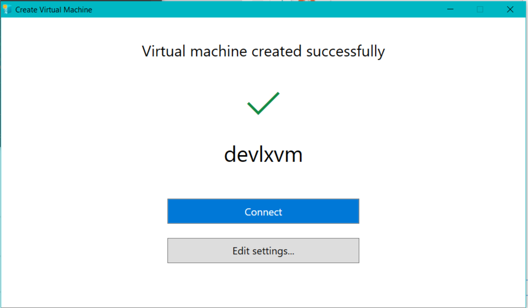 Quick create completed window