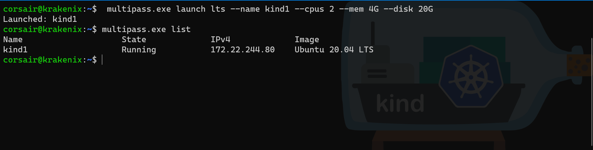 Multipass create new VM