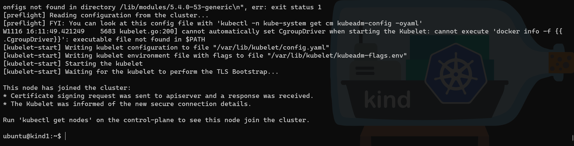 KinD second node join