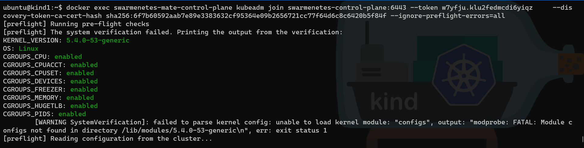 KinD second node join