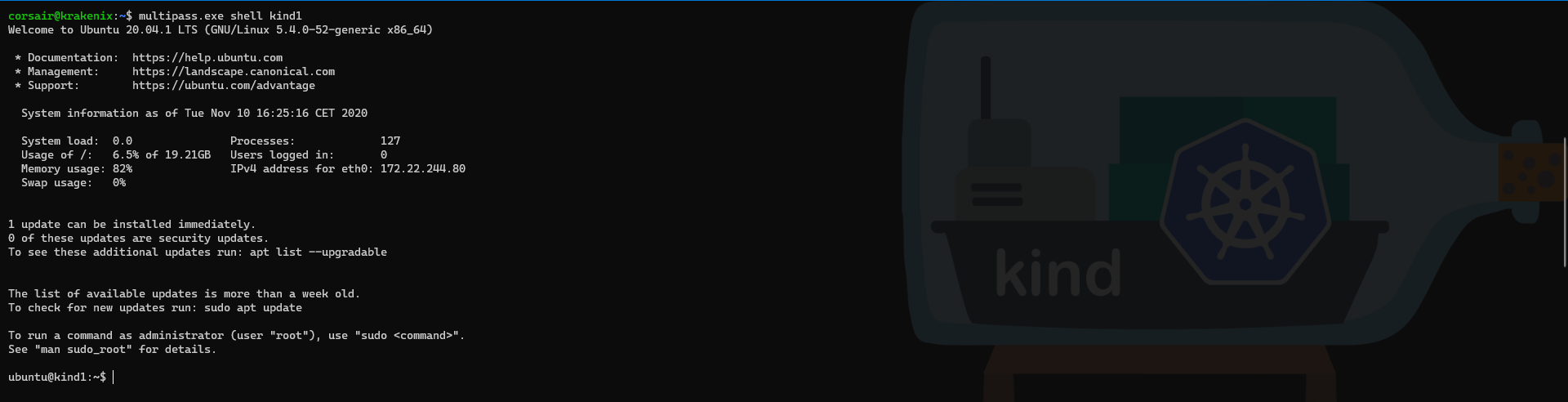 Multipass enter into VM shell