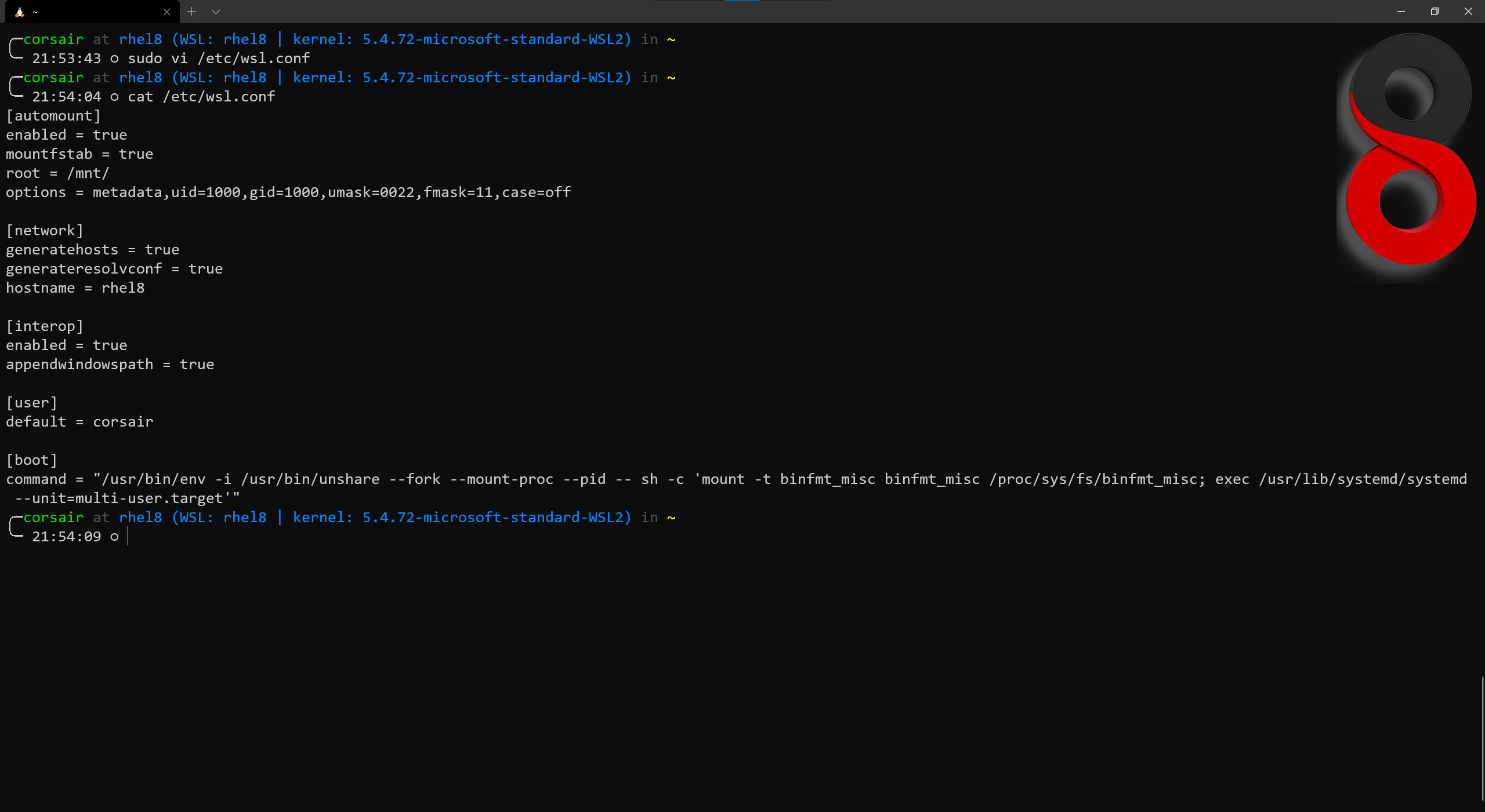 Add the boot command to the WSL configuration file