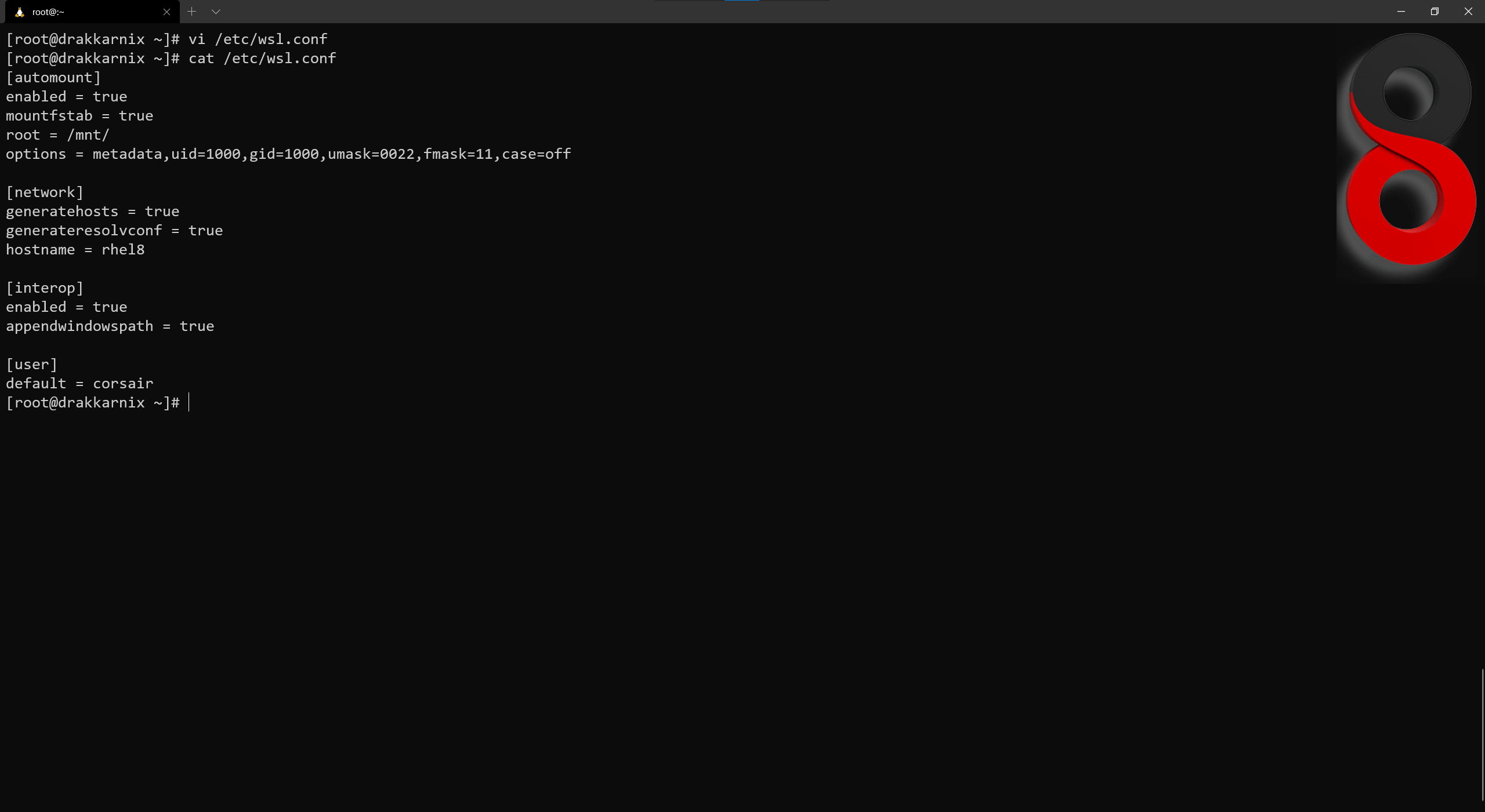 Create the config file wsl.conf