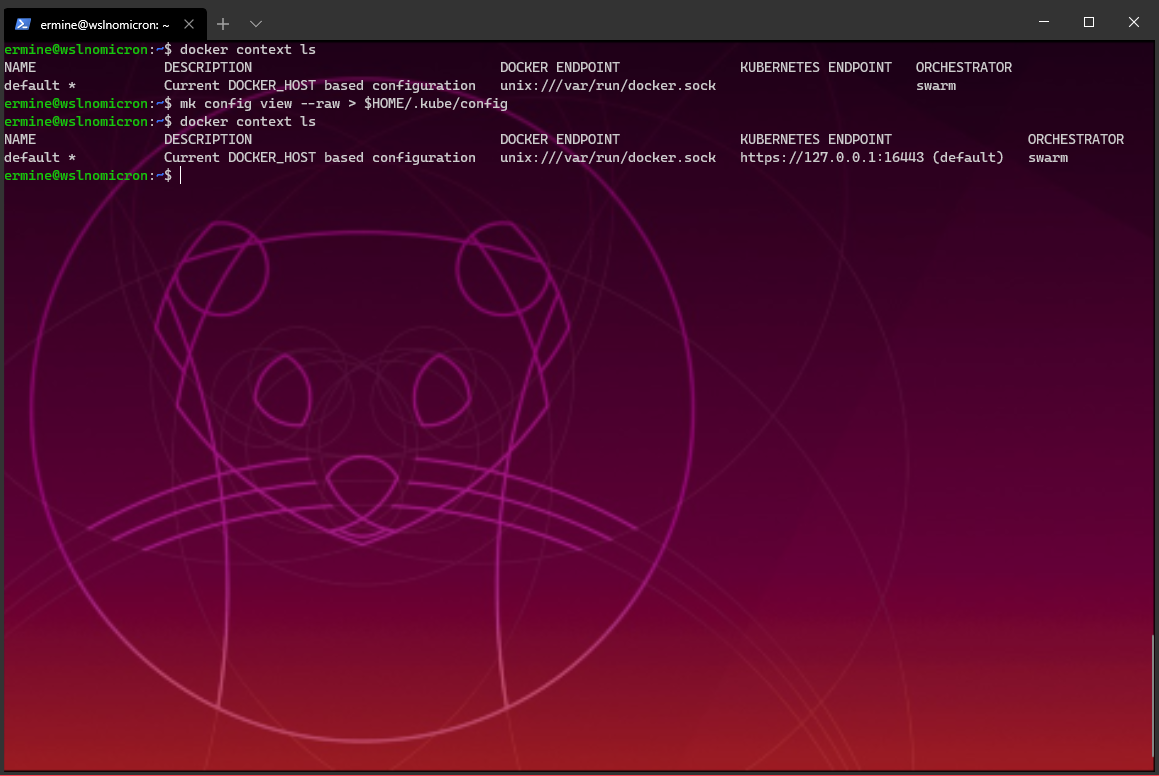 Adding Microk8s endpoint to Docker context