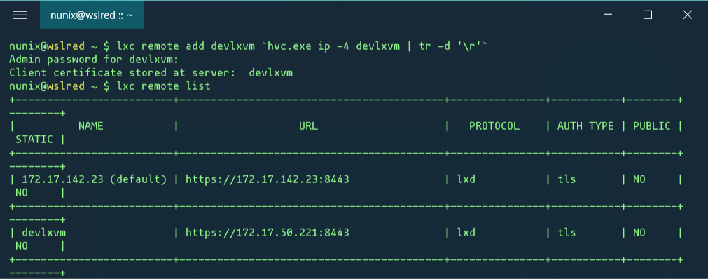 Add the LXD remote server