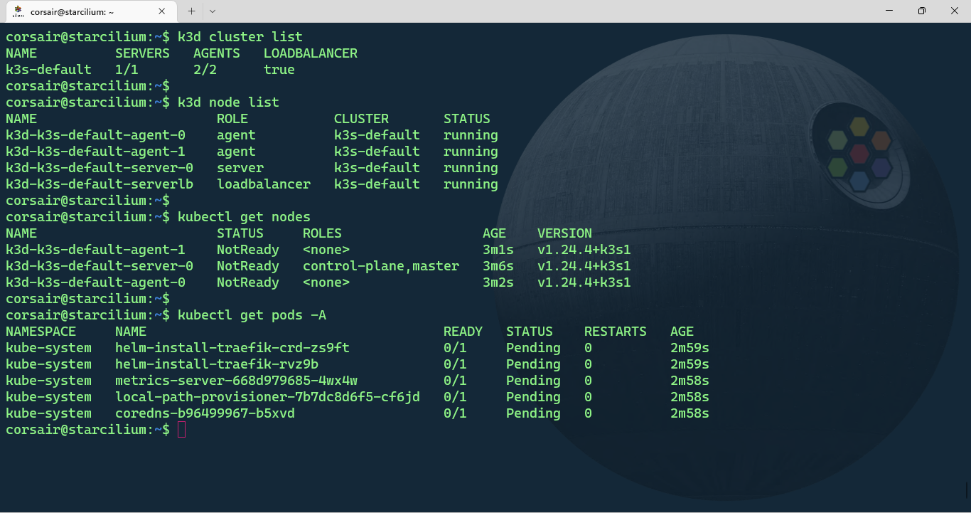 Check the cluster with k3d and kubectl