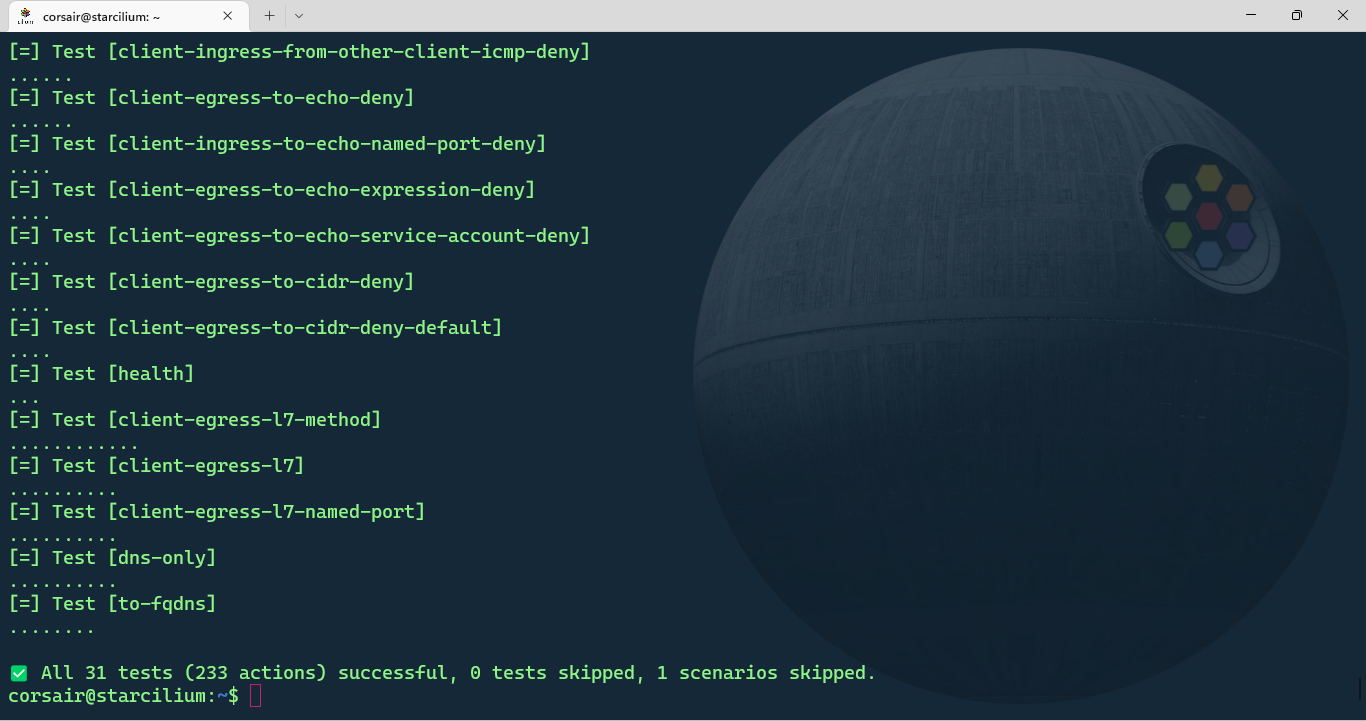 Cilium connectivity test results