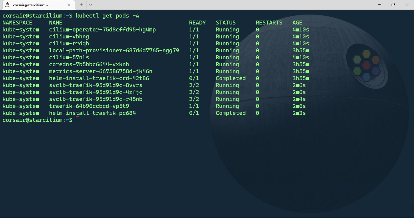 List the pods after Cilium install finished