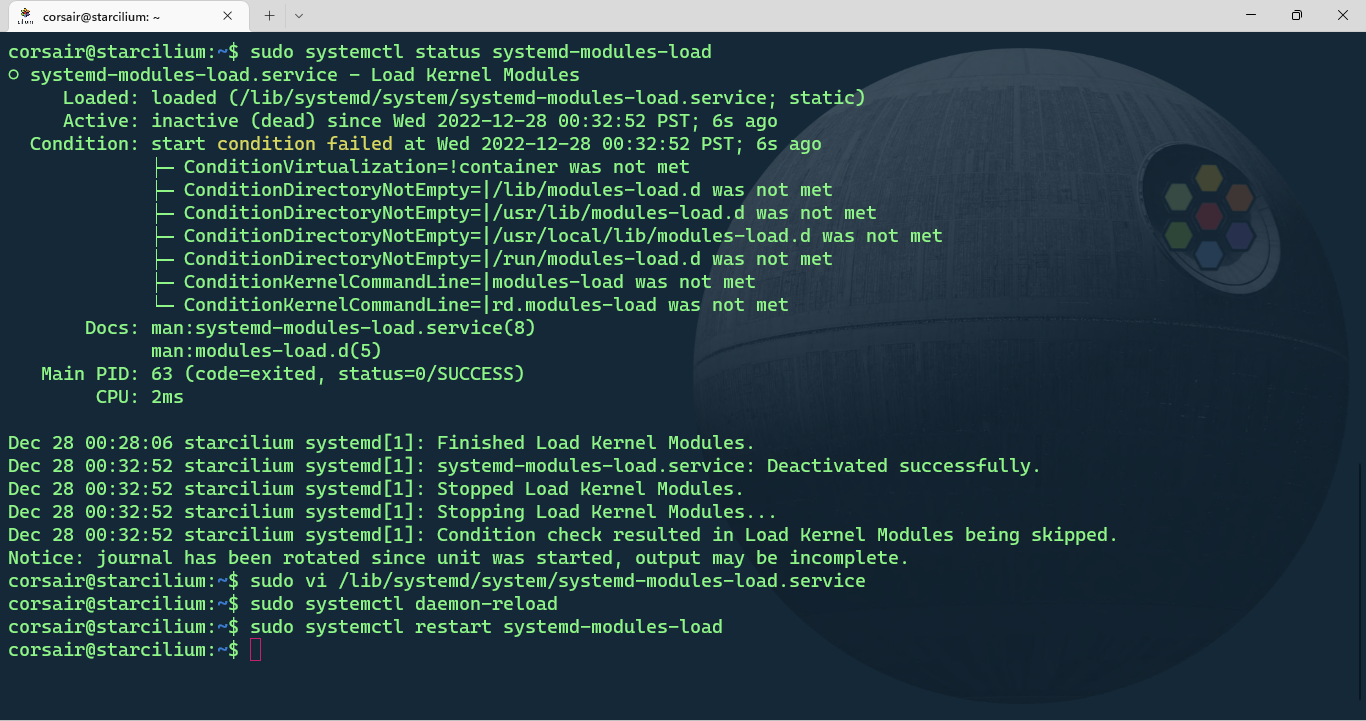 Edit the systemd-modules-load service