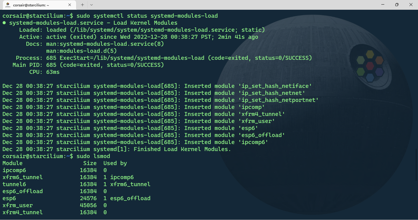 Check the modules loaded