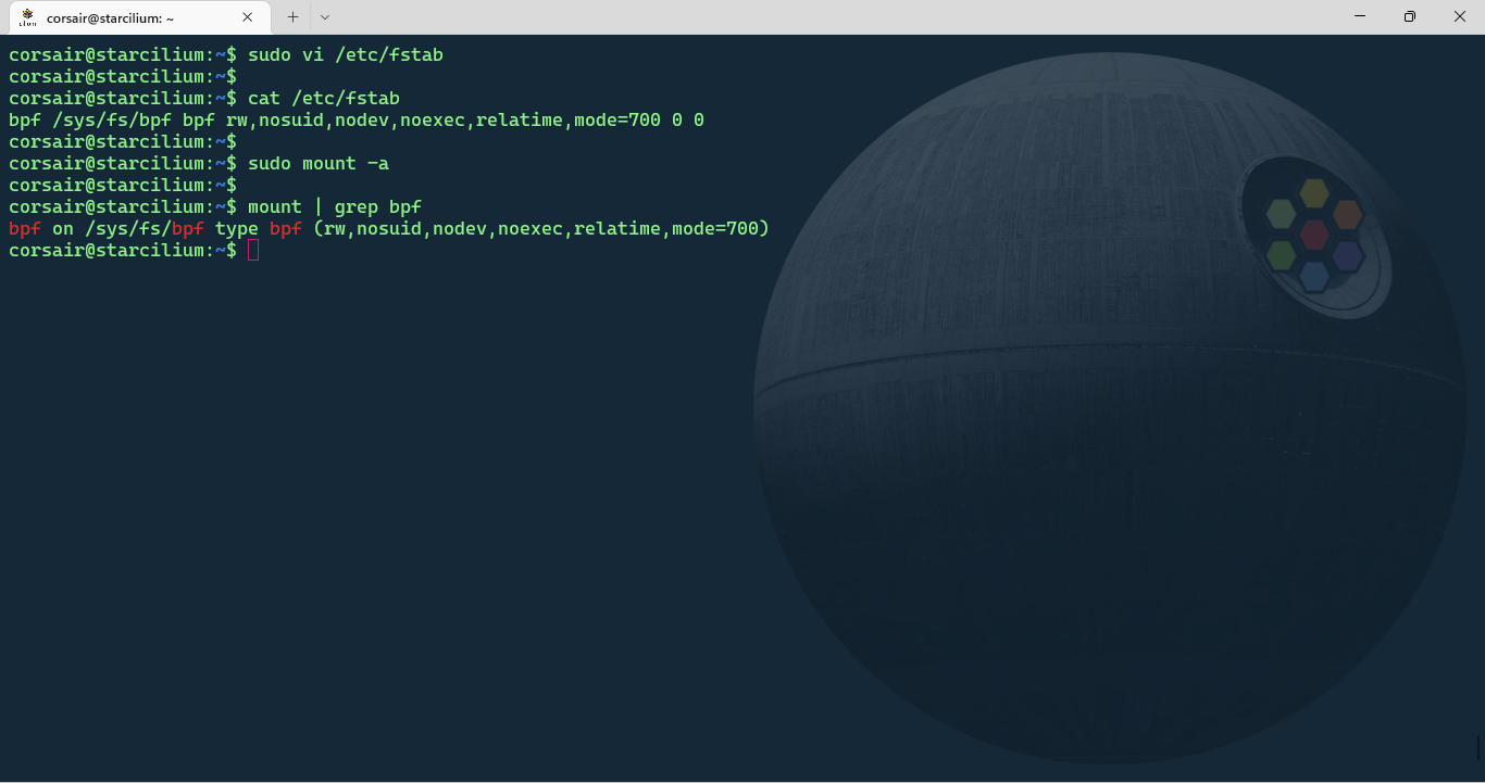 WSL: Mount BPF filesystem