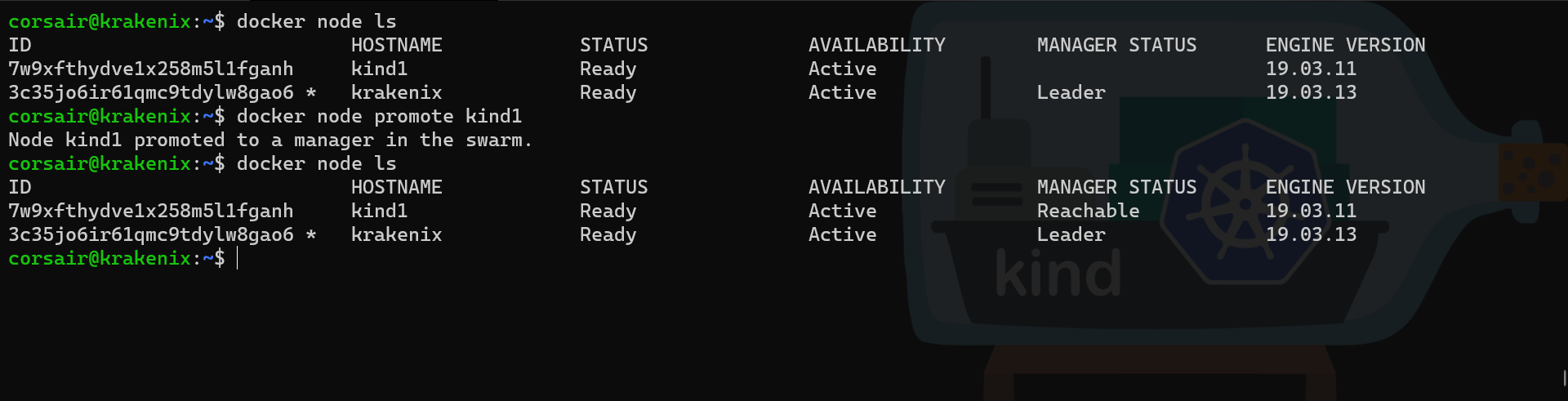 WSL2 Swarm nodes list