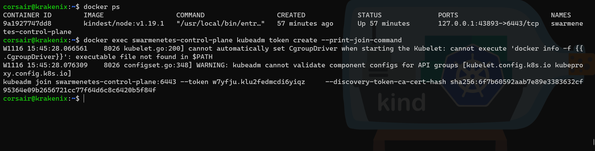 Docker KinD generate join command