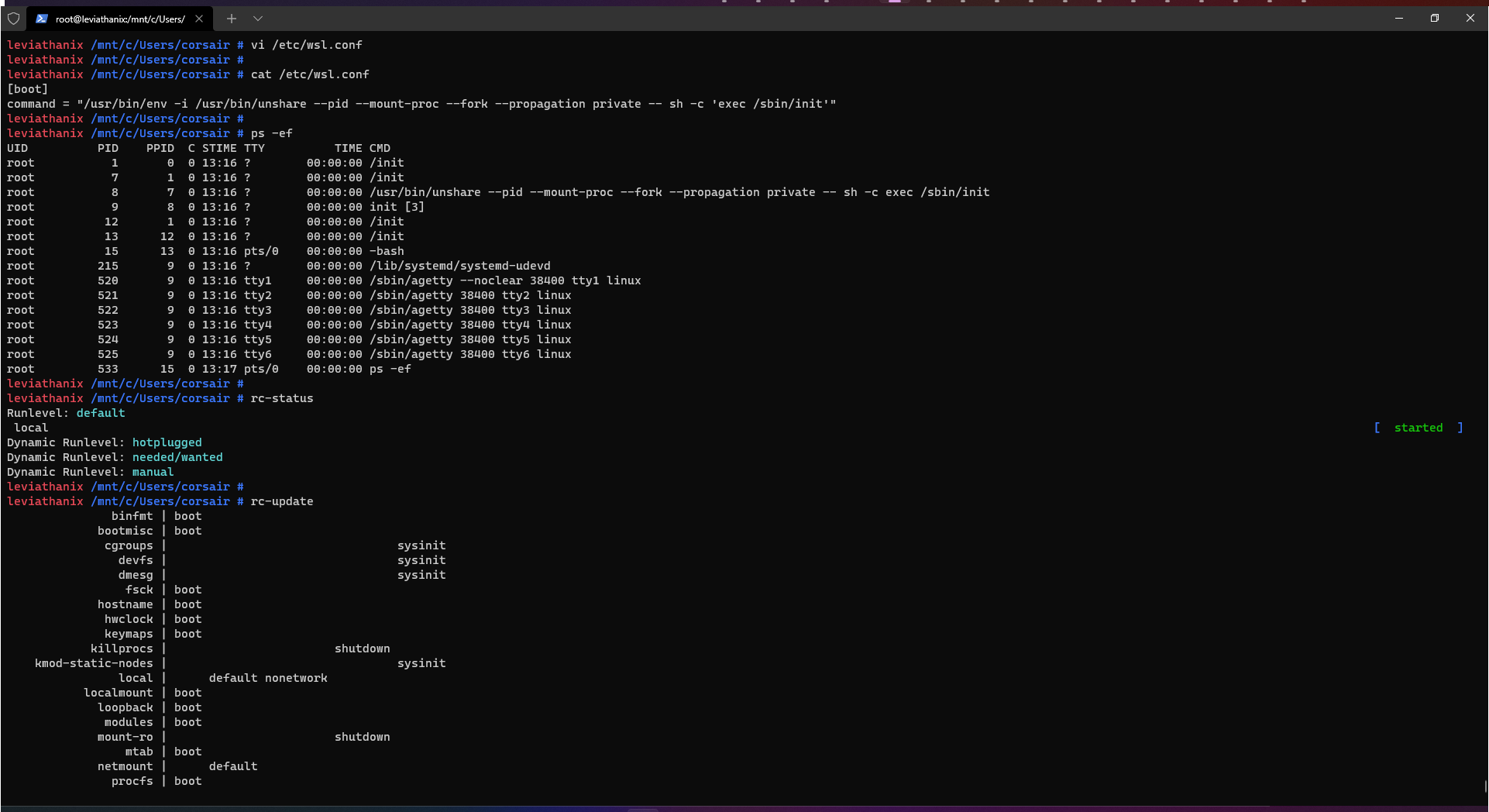OpenRC initial configuration